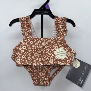 NWT Gerber Modern Moments Girls 2-Piece Toddler Summer Swimsuit 12M